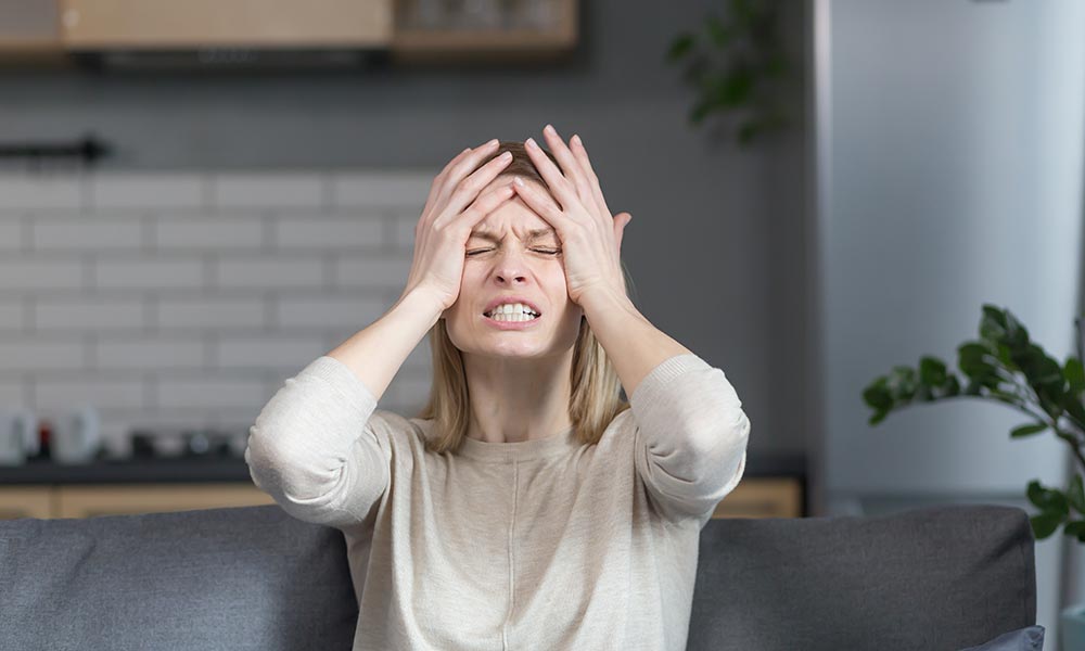 Person having headache. Person having headache.