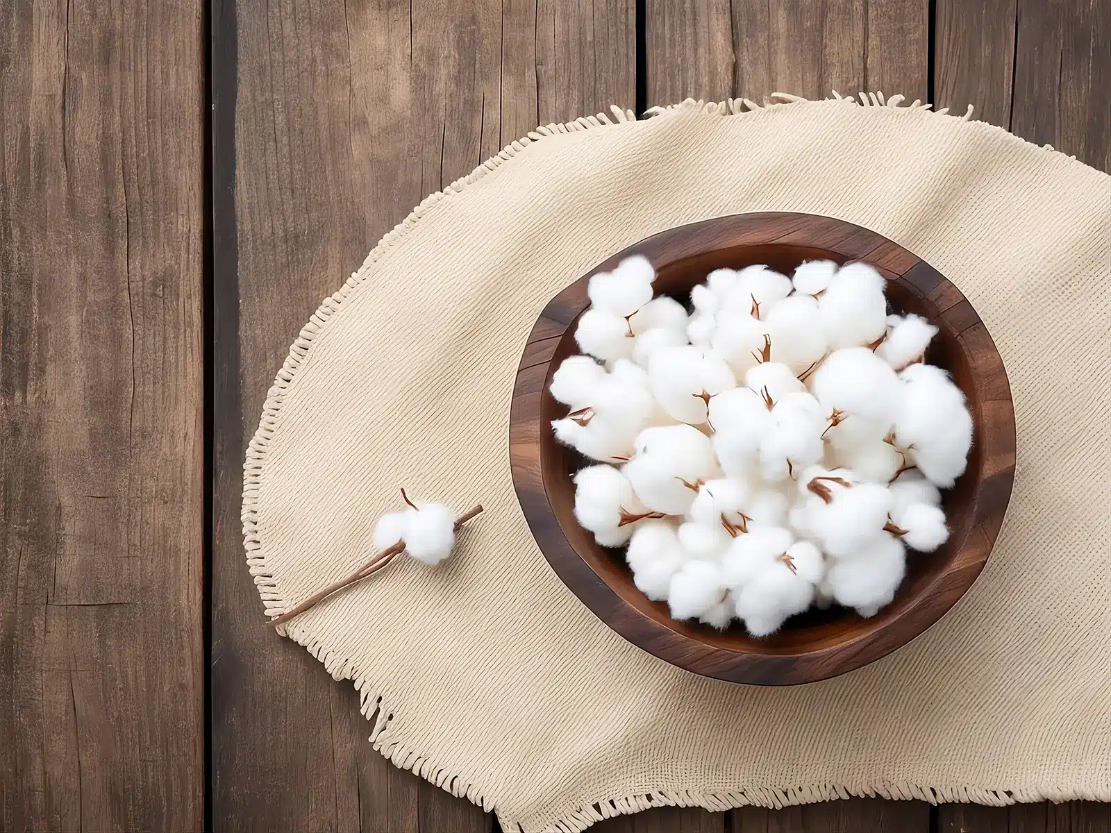 Cotton fever. Bowl of cotton on table.